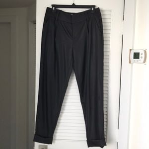 Alice + Olivia CROPPED Shimmer Blk Cuffed Trousers